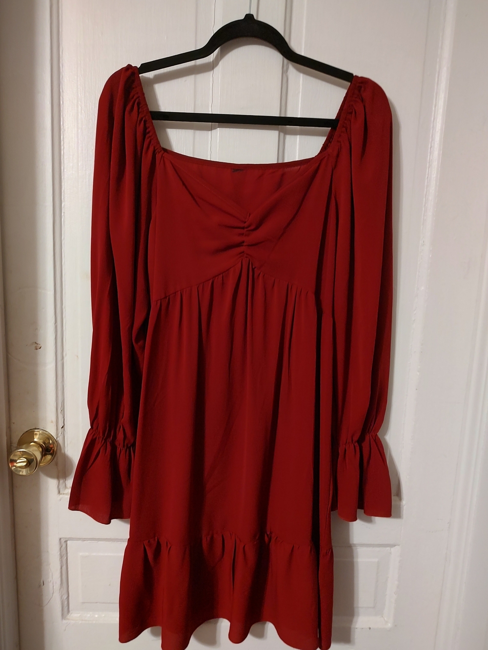 Red Long Sleeve Babydoll Dress